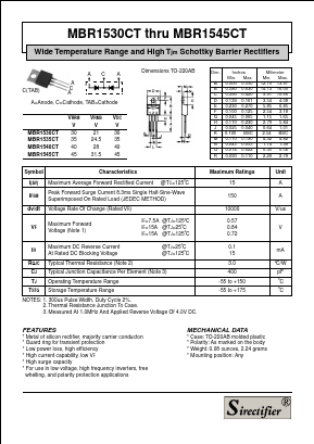 MBR1545CT_ Datasheet PDF Sirectifier Electronics