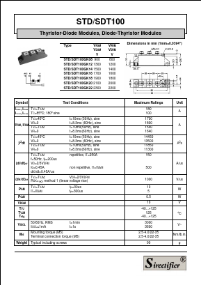 STD100GK18 Datasheet PDF Sirectifier Electronics