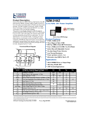 SZM-2166Z Datasheet PDF Sirenza Microdevices => RFMD
