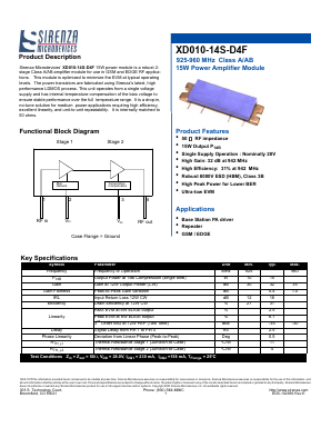 XD010-14S-D4F Datasheet PDF Sirenza Microdevices => RFMD