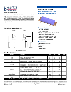 XD010-24S-D2F Datasheet PDF Sirenza Microdevices => RFMD
