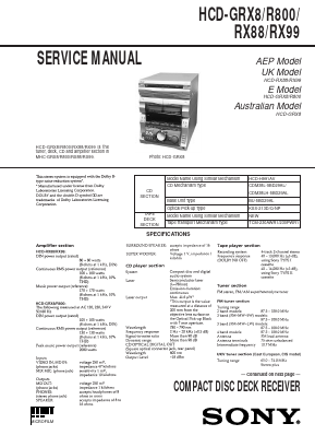 HCD-GRX8 Datasheet PDF Sony Semiconductor