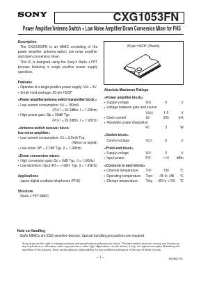 CXG1053FN Datasheet PDF Sony Semiconductor