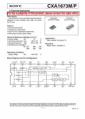 CXA1673P Datasheet PDF Sony Semiconductor