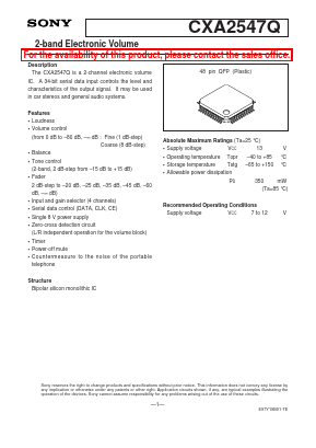CXA2547Q Datasheet PDF Sony Semiconductor