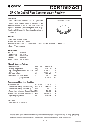 CXB1562AQ Datasheet PDF Sony Semiconductor