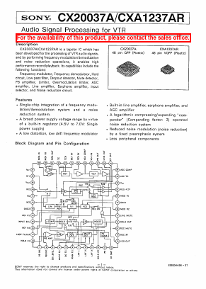 CX20037 Datasheet PDF Sony Semiconductor