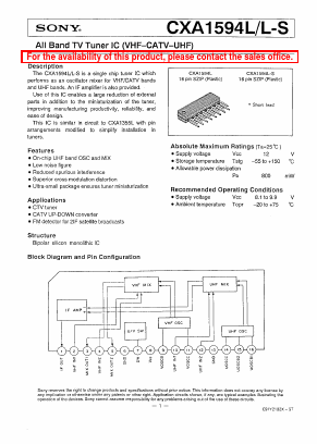 CXA1594 Datasheet PDF Sony Semiconductor