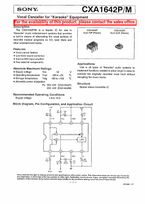 CXA1642 Datasheet PDF Sony Semiconductor