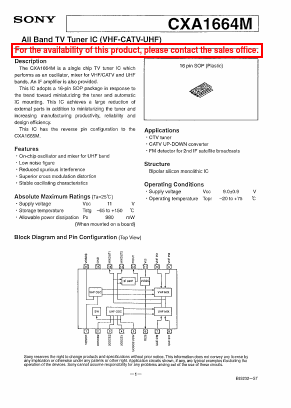 CXA1664 Datasheet PDF Sony Semiconductor