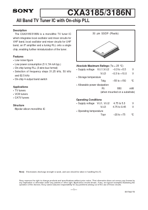 CXA3185 Datasheet PDF Sony Semiconductor