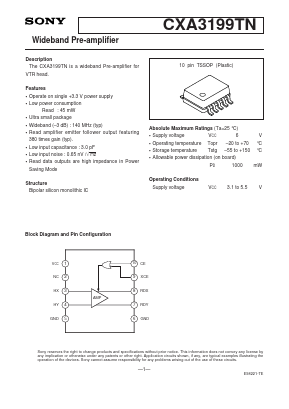 CXA3199TN Datasheet PDF Sony Semiconductor