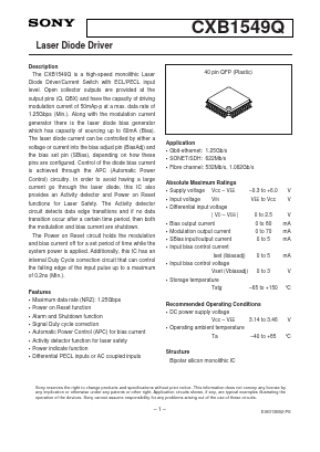 CXB1549Q Datasheet PDF Sony Semiconductor