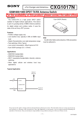 CXG1017N Datasheet PDF Sony Semiconductor