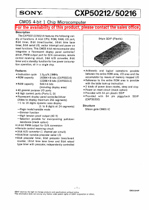 CXP50212 Datasheet PDF Sony Semiconductor