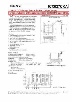 ICX027CKA Datasheet PDF Sony Semiconductor