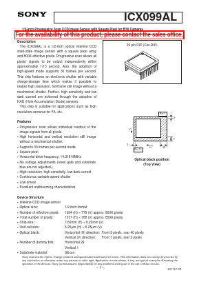 ICX099AL Datasheet PDF Sony Semiconductor