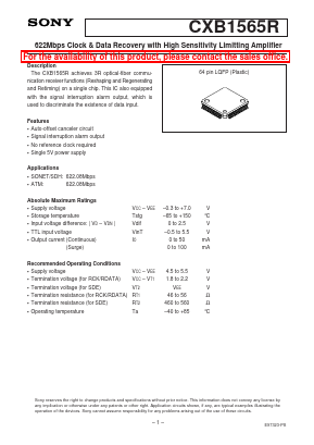 CXB1565R Datasheet PDF Sony Semiconductor