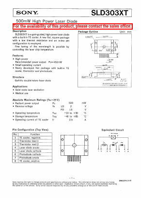 SLD303XT-1 Datasheet PDF Sony Semiconductor