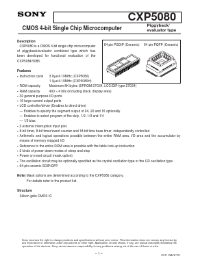 CXP5080 Datasheet PDF Sony Semiconductor