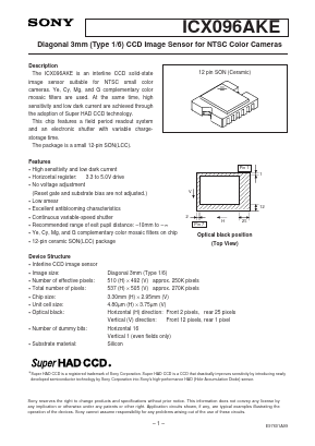 ICX096AKE Datasheet PDF Sony Semiconductor