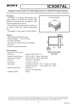 ICX087AL Datasheet PDF Sony Semiconductor