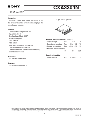 CXA3304N Datasheet PDF Sony Semiconductor
