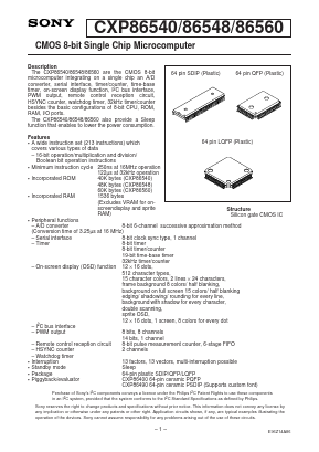 CXP86560 Datasheet PDF Sony Semiconductor