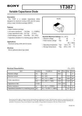 1T387 Datasheet PDF Sony Semiconductor