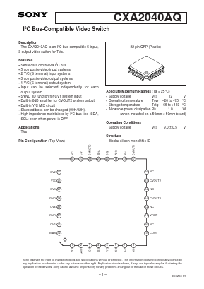 CXA2040AQ Datasheet PDF Sony Semiconductor