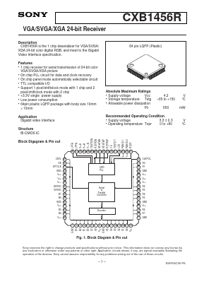 CXB1456R Datasheet PDF Sony Semiconductor