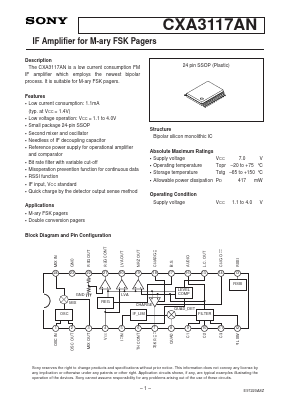 CXA3117AN Datasheet PDF Sony Semiconductor