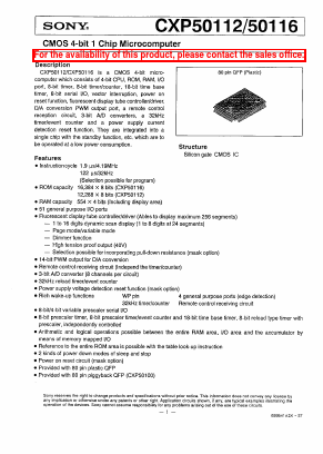 CXP50116 Datasheet PDF Sony Semiconductor