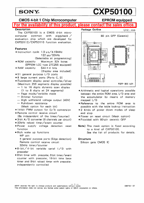 CXP50100 Datasheet PDF Sony Semiconductor