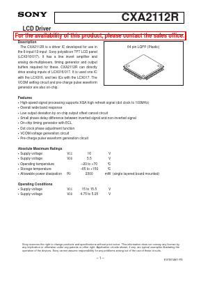 CXA2112 Datasheet PDF Sony Semiconductor