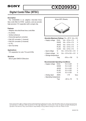 CXD2093Q Datasheet PDF Sony Semiconductor
