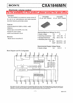 CXA1846N Datasheet PDF Sony Semiconductor