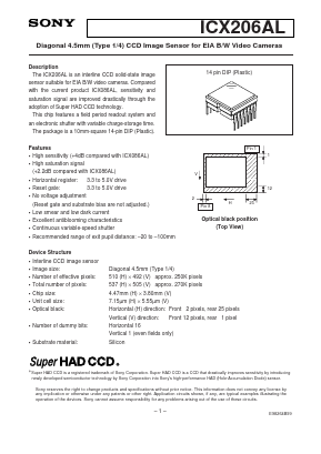 ICX206AL Datasheet PDF Sony Semiconductor