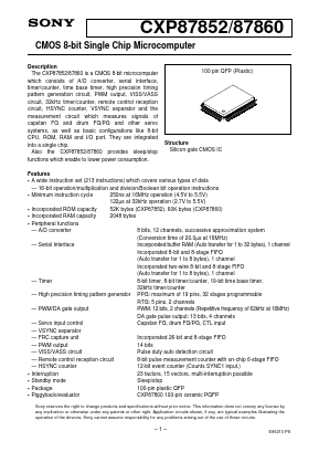 CXP87860 Datasheet PDF Sony Semiconductor