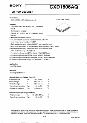 CXD1806 Datasheet PDF Sony Semiconductor