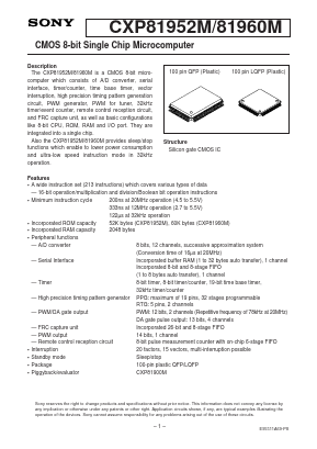 CXP81952M Datasheet PDF Sony Semiconductor