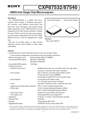 CXP87540 Datasheet PDF Sony Semiconductor