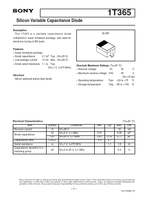 1T365 Datasheet PDF Sony Semiconductor