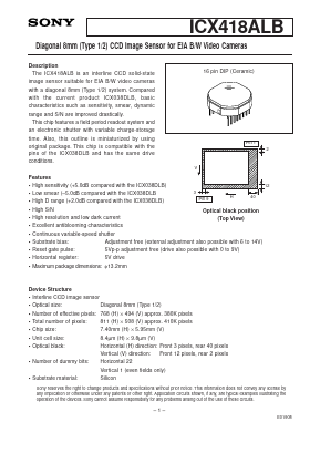 ICX418ALB Datasheet PDF Sony Semiconductor