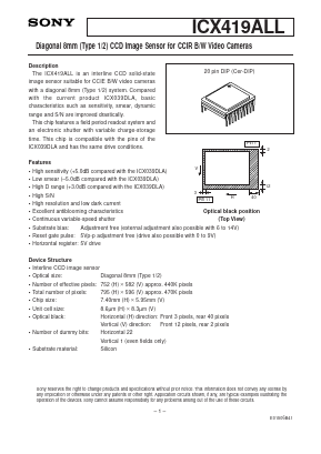 ICX419ALL Datasheet PDF Sony Semiconductor