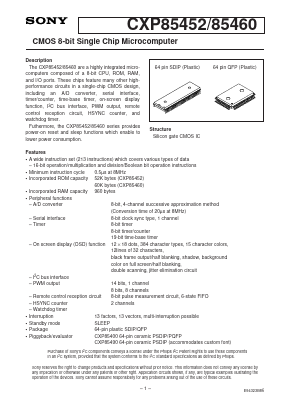 CXP85460 Datasheet PDF Sony Semiconductor