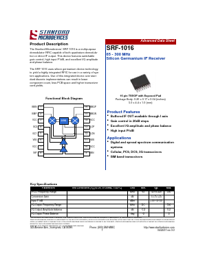 SRF-1016 Datasheet PDF Stanford Microdevices