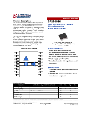 SRM-1016 Datasheet PDF Stanford Microdevices
