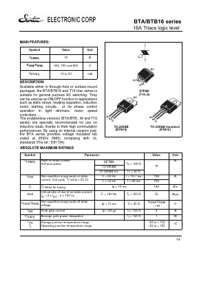 BTA16-800CRG Datasheet PDF Suntac Electronic