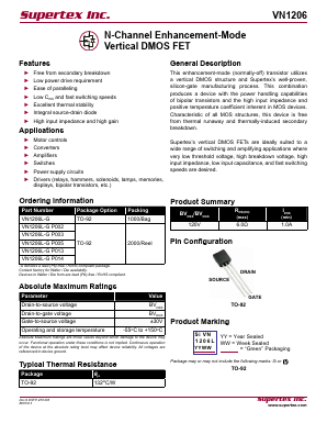 VN1206L-G Datasheet PDF  Supertex Inc